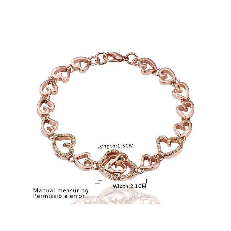 Wholesale Trendy Platinum Heart Rhinestone Bracelet TGGPB049 1