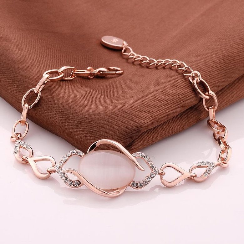 Wholesale Romantic Rose Gold Round Semi-precious Stone Bracelet TGGPB058 0