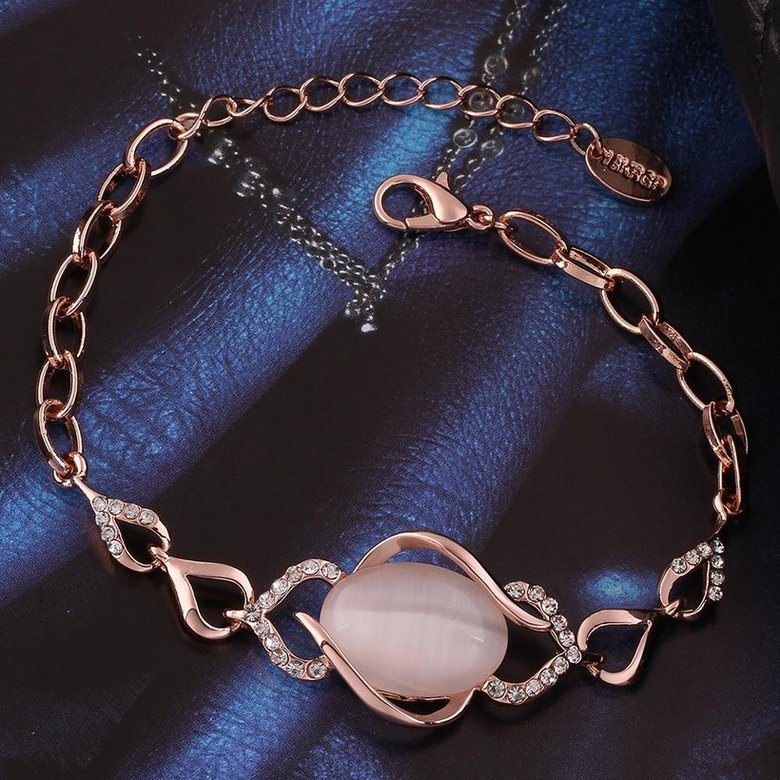 Wholesale Romantic Rose Gold Round Semi-precious Stone Bracelet TGGPB058 1