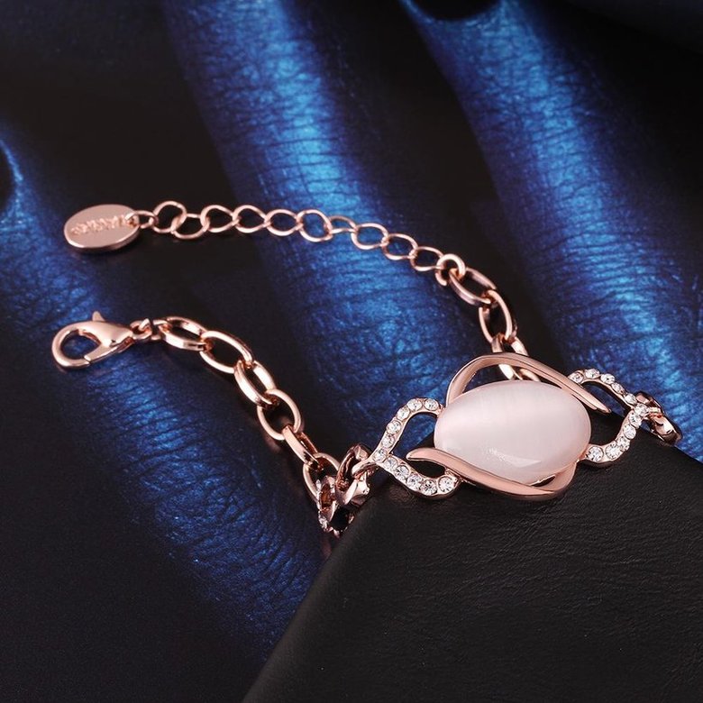 Wholesale Romantic Rose Gold Round Semi-precious Stone Bracelet TGGPB058 2