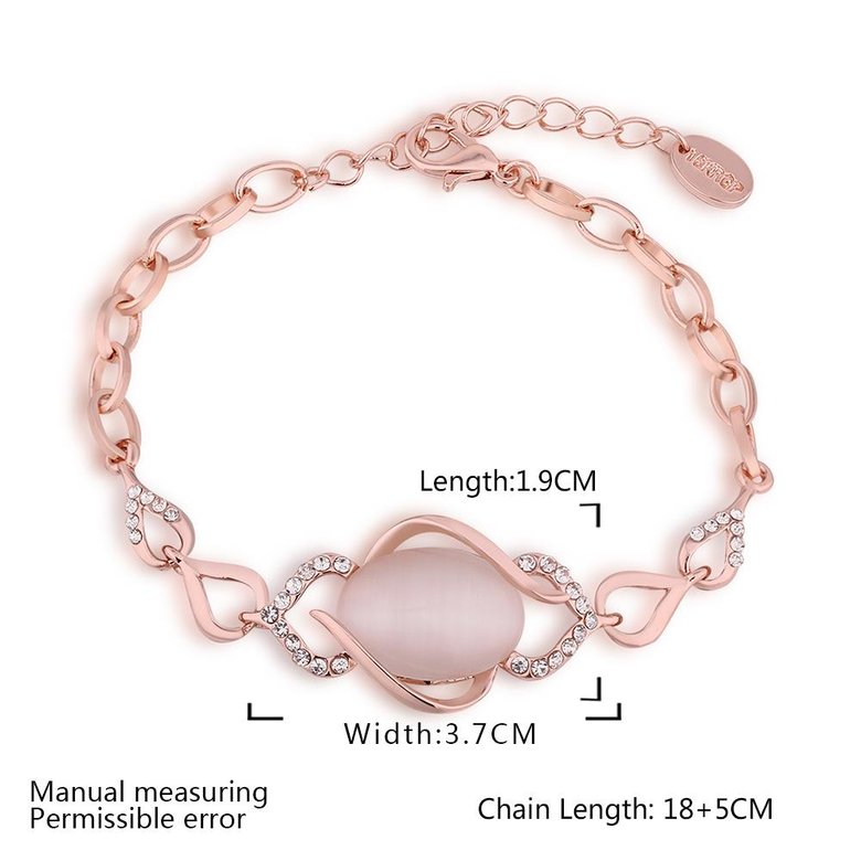 Wholesale Romantic Rose Gold Round Semi-precious Stone Bracelet TGGPB058 3