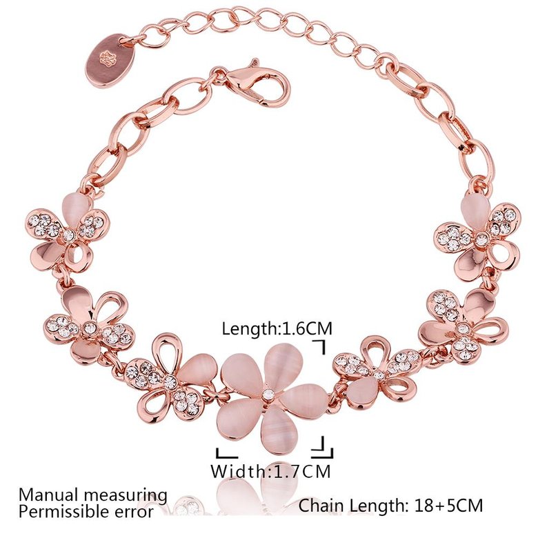 Wholesale Classic Rose Gold Plant Rhinestone Bracelet TGGPB059 0