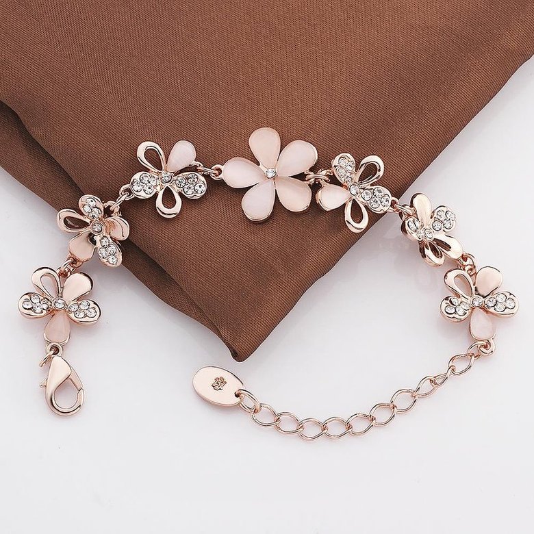 Wholesale Classic Rose Gold Plant Rhinestone Bracelet TGGPB059 1