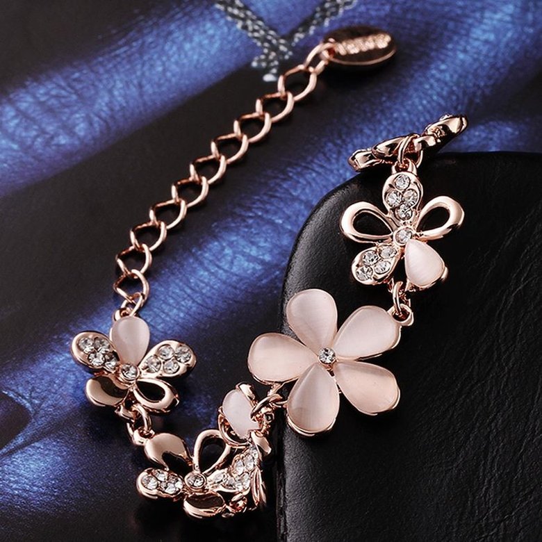 Wholesale Classic Rose Gold Plant Rhinestone Bracelet TGGPB059 3