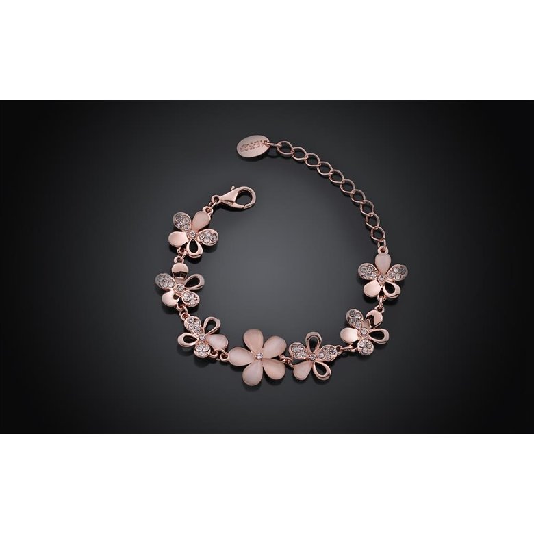 Wholesale Classic Rose Gold Plant Rhinestone Bracelet TGGPB059 4