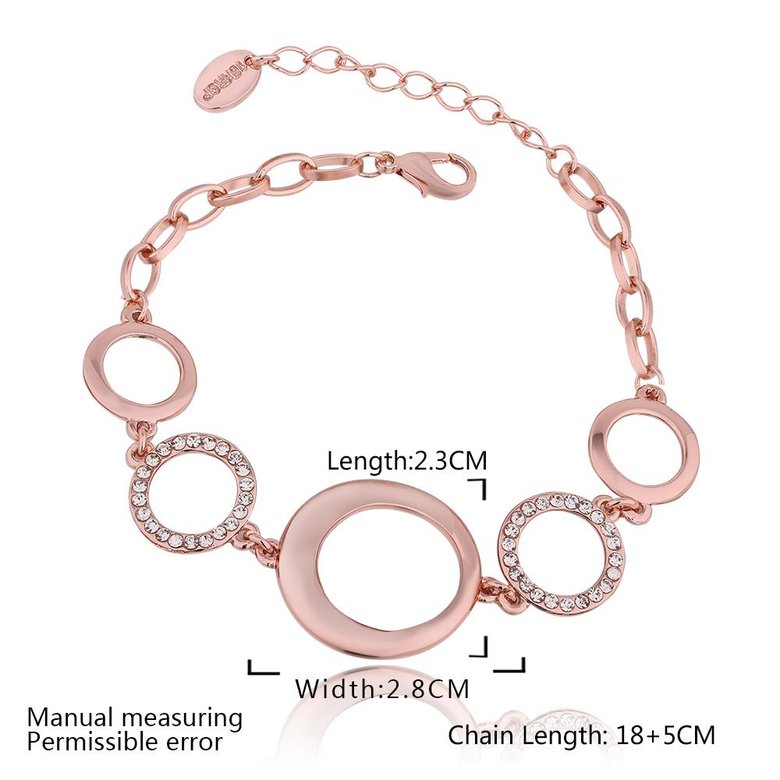 Wholesale Trendy Rose Gold Round Rhinestone Bracelet TGGPB061 0