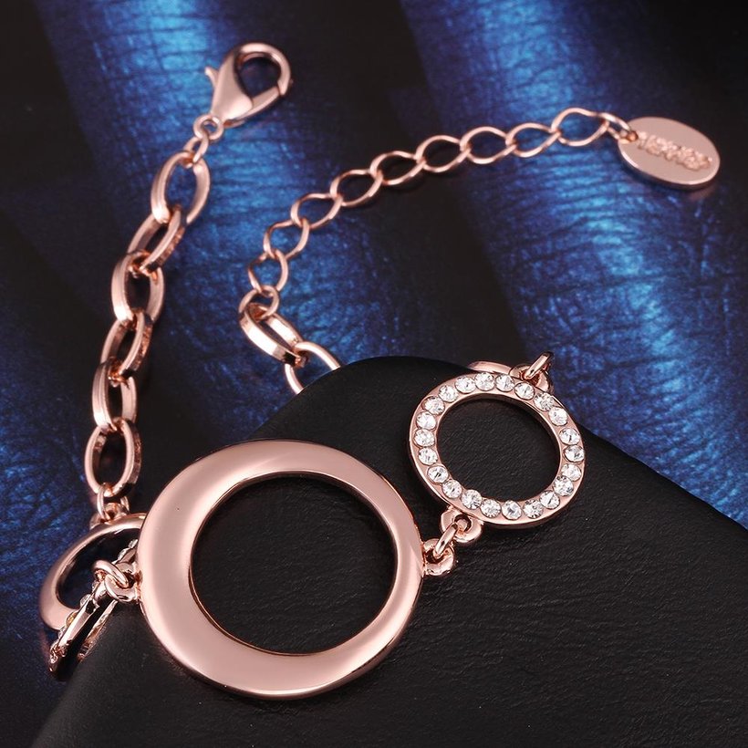 Wholesale Trendy Rose Gold Round Rhinestone Bracelet TGGPB061 2