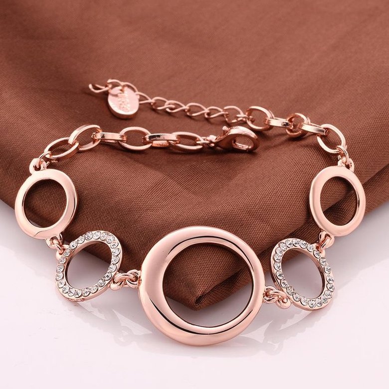 Wholesale Trendy Rose Gold Round Rhinestone Bracelet TGGPB061 3