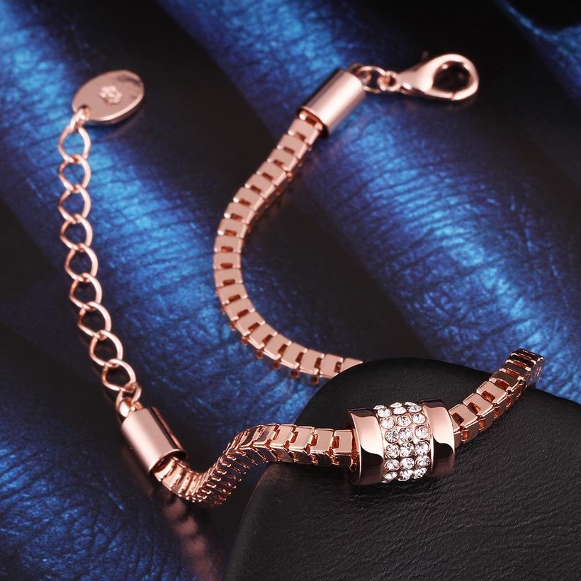 Wholesale Trendy Rose Gold Geometric Rhinestone Bracelet TGGPB070 2