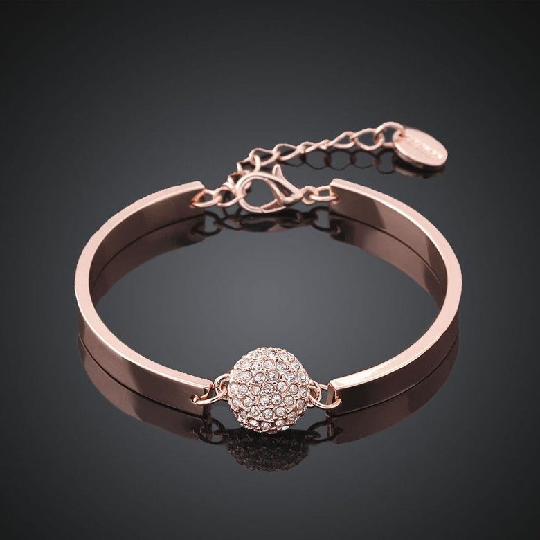 Wholesale Trendy Rose Gold Round Rhinestone Bracelet TGGPB073 0