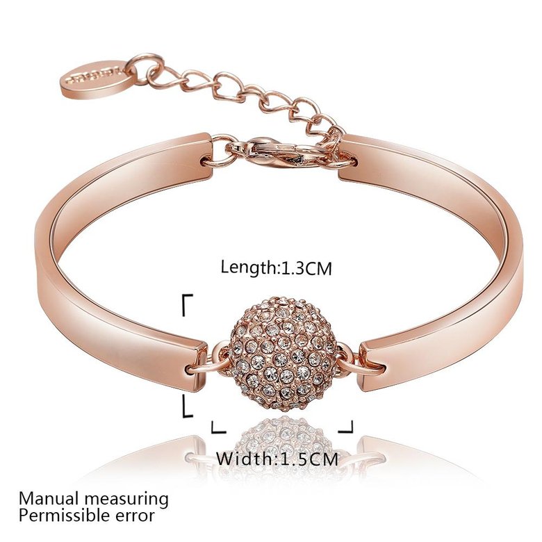 Wholesale Trendy Rose Gold Round Rhinestone Bracelet TGGPB073 1