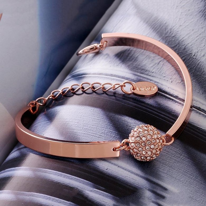 Wholesale Trendy Rose Gold Round Rhinestone Bracelet TGGPB073 2