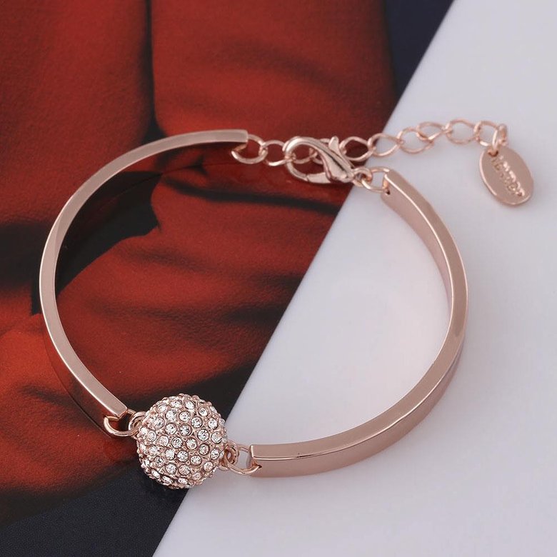 Wholesale Trendy Rose Gold Round Rhinestone Bracelet TGGPB073 3