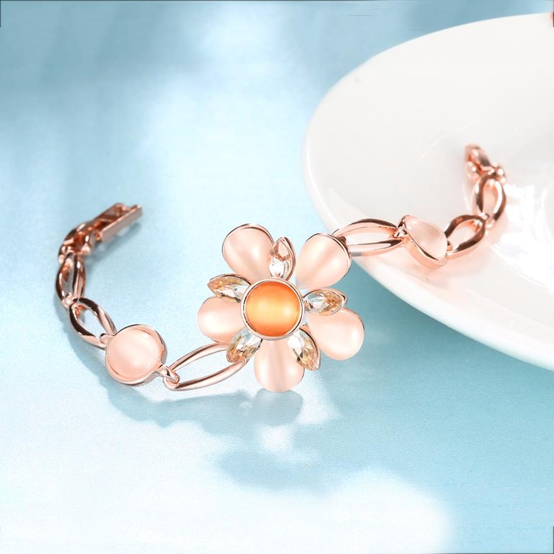 Wholesale Romantic Rose Gold Plant Rhinestone Bracelet TGGPB117 0