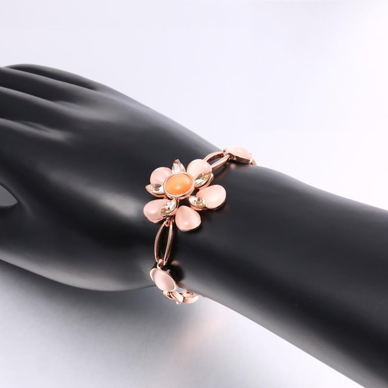 Wholesale Romantic Rose Gold Plant Rhinestone Bracelet TGGPB117 1