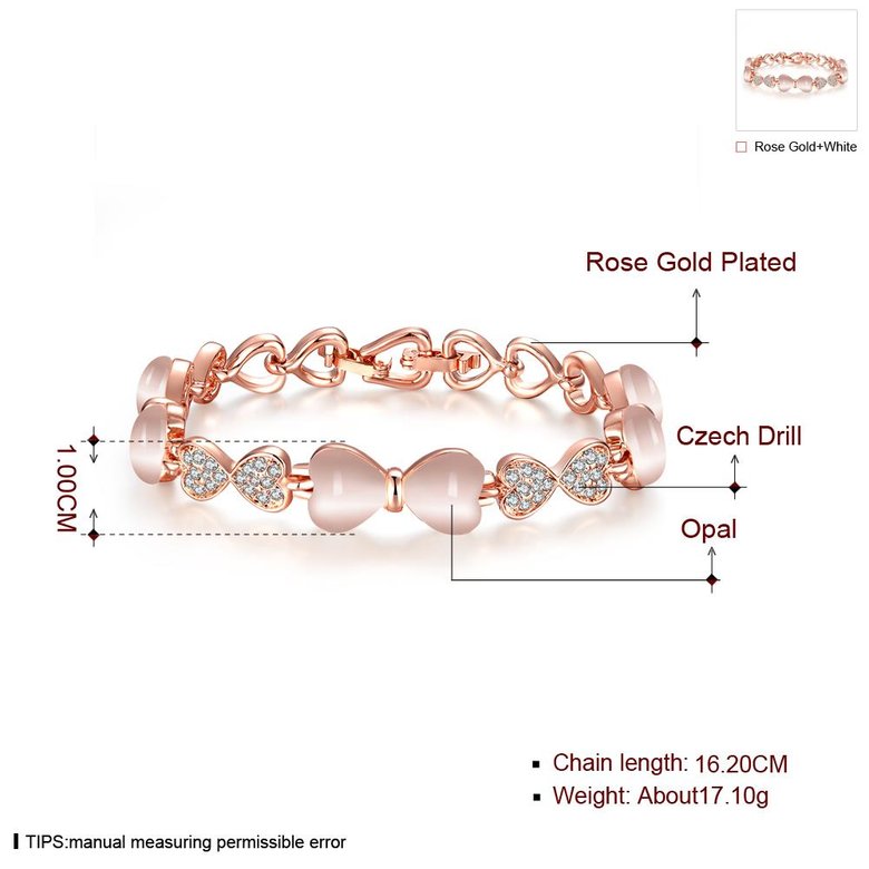 Wholesale Classic Rose Gold Round Rhinestone Bracelet TGGPB123 0