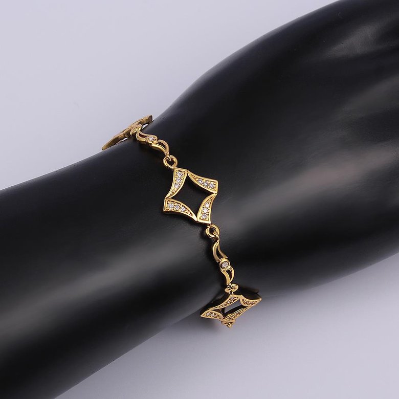 Wholesale Romantic 24K Gold Geometric CZ Bracelet TGGPB129 1