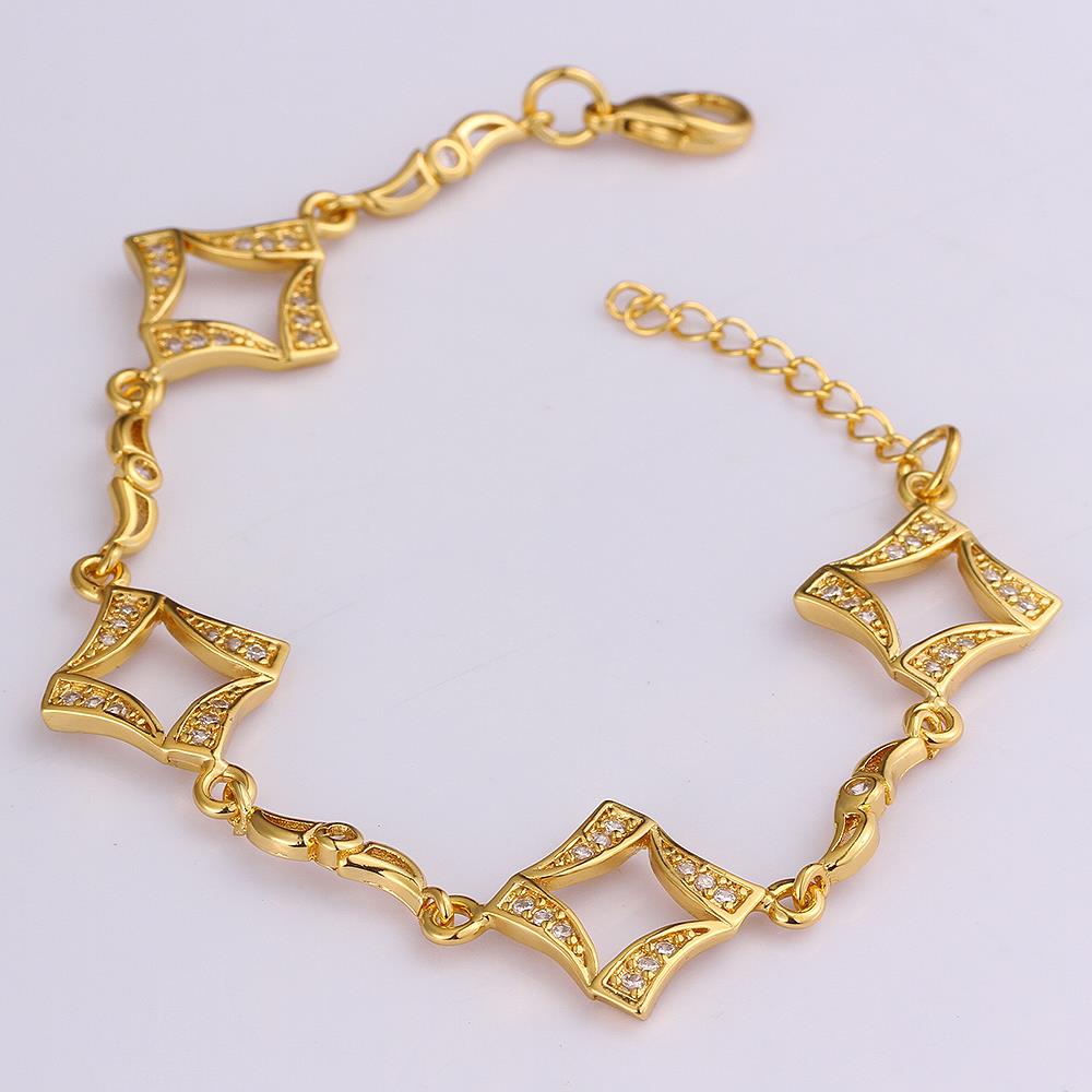 Wholesale Romantic 24K Gold Geometric CZ Bracelet TGGPB129 2