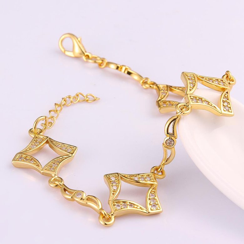 Wholesale Romantic 24K Gold Geometric CZ Bracelet TGGPB129 3