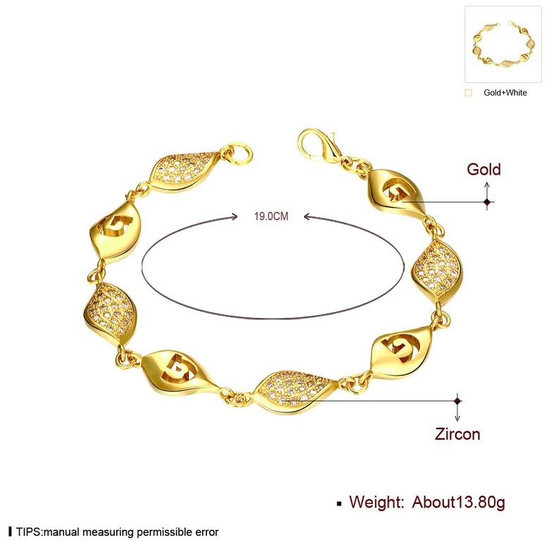 Wholesale Classic 24K Gold Water Drop CZ Bracelet TGGPB023 0