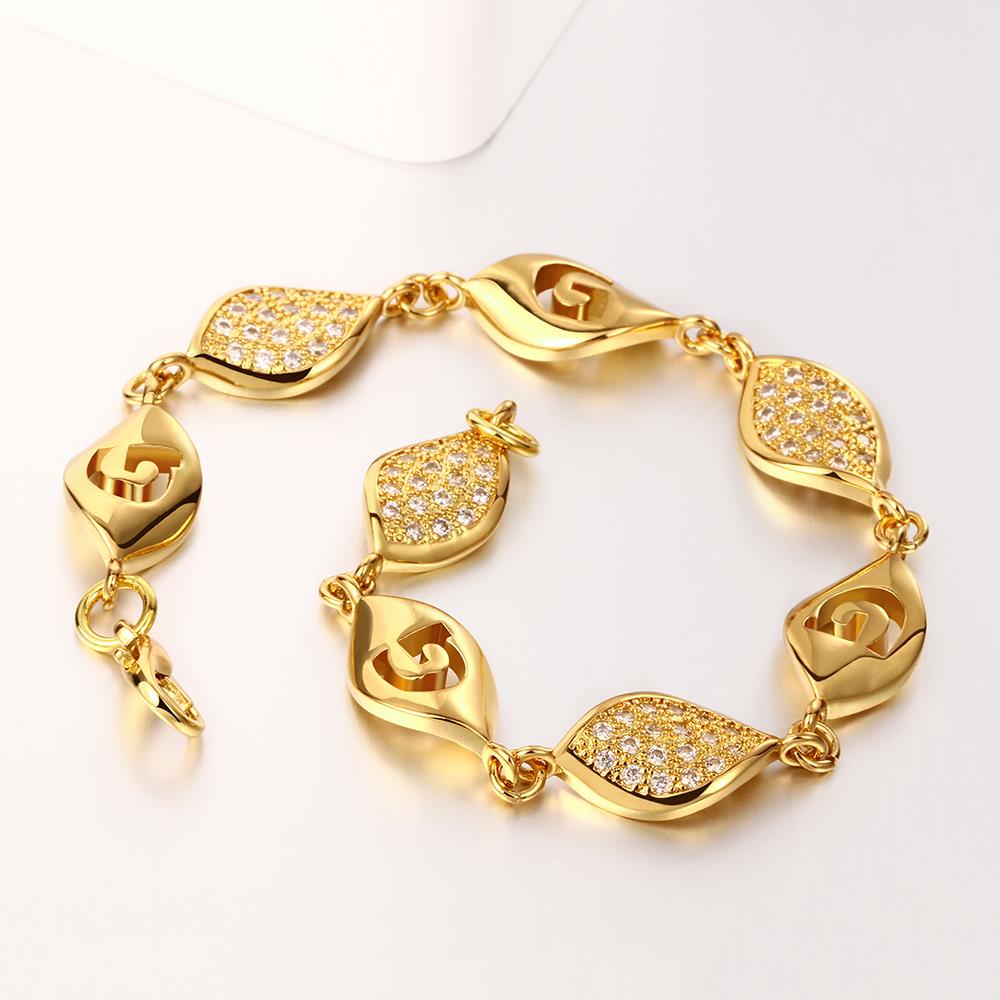 Wholesale Classic 24K Gold Water Drop CZ Bracelet TGGPB023 7