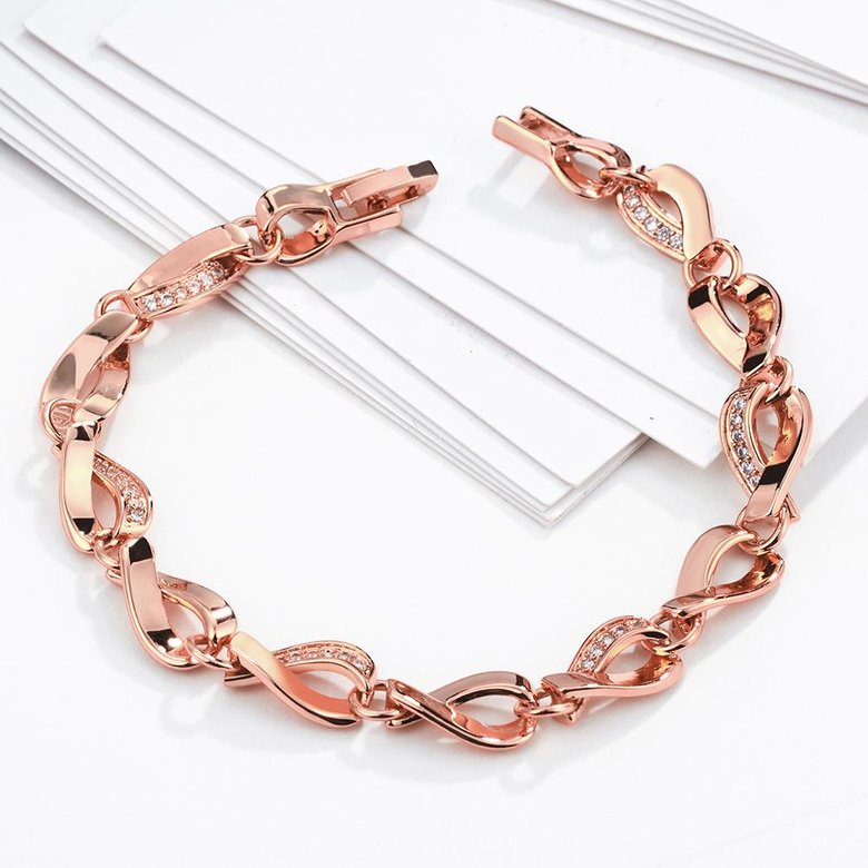 Wholesale Romantic Rose Gold Heart CZ Bracelet TGGPB134 1