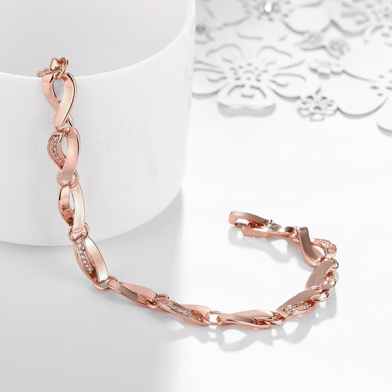 Wholesale Romantic Rose Gold Heart CZ Bracelet TGGPB134 2