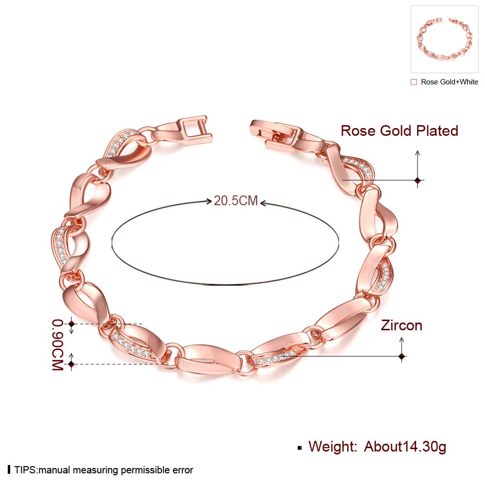 Wholesale Romantic Rose Gold Heart CZ Bracelet TGGPB134 5