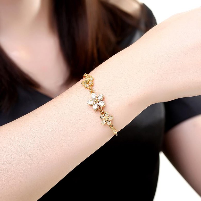 Wholesale Romantic 24K Gold Plant CZ Bracelet TGGPB136 0