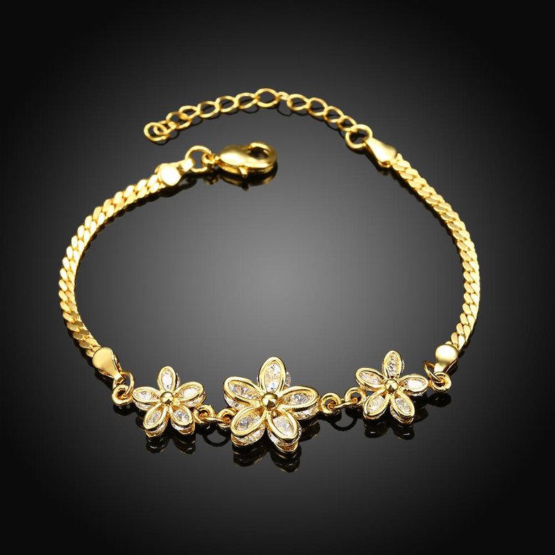 Wholesale Romantic 24K Gold Plant CZ Bracelet TGGPB136 3