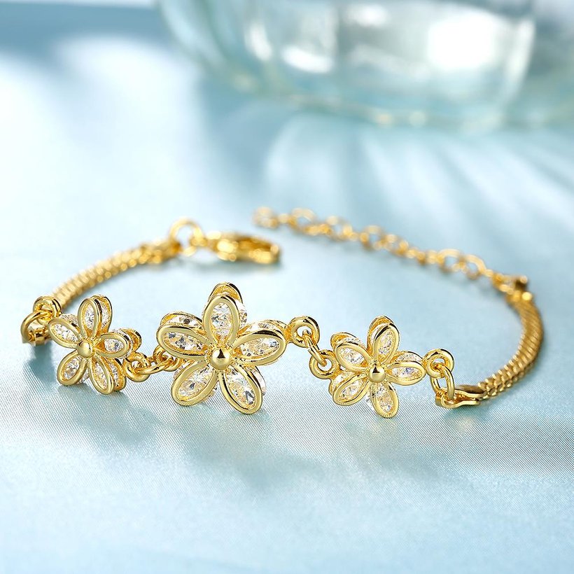 Wholesale Romantic 24K Gold Plant CZ Bracelet TGGPB136 5