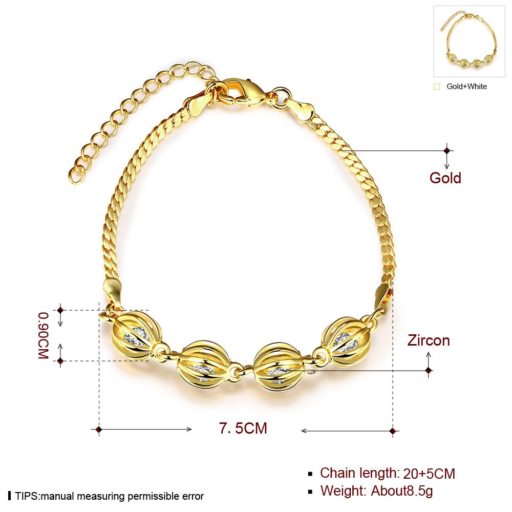 Wholesale Trendy 24K Gold Round CZ Bracelet TGGPB140 0