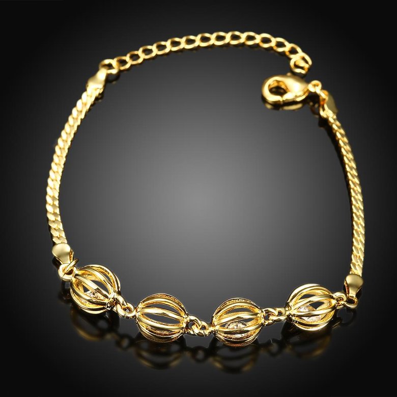 Wholesale Trendy 24K Gold Round CZ Bracelet TGGPB140 1