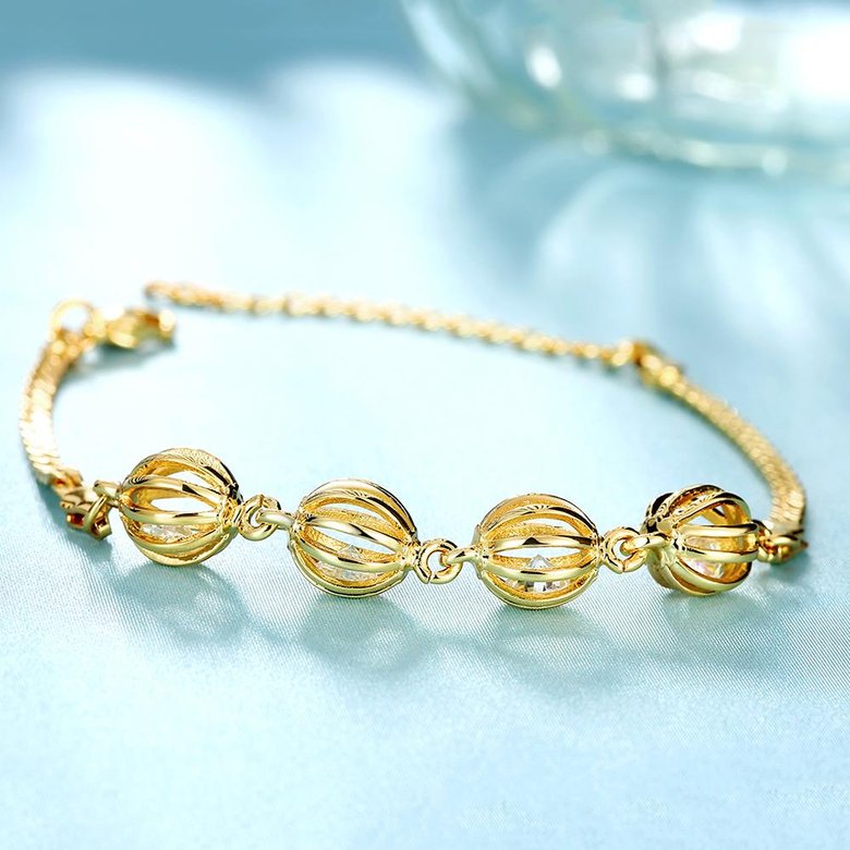 Wholesale Trendy 24K Gold Round CZ Bracelet TGGPB140 2