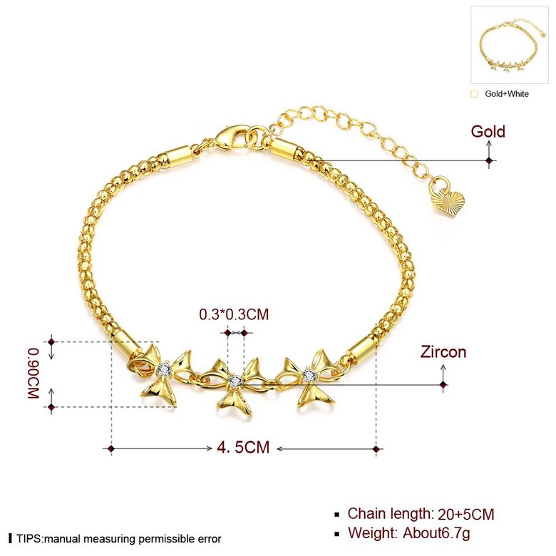 Wholesale Trendy 24K Gold Plant CZ Bracelet TGGPB141 0