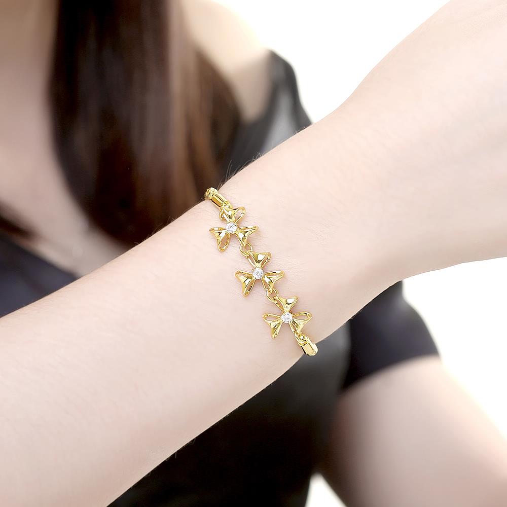 Wholesale Trendy 24K Gold Plant CZ Bracelet TGGPB141 6