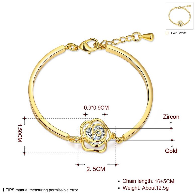 Wholesale Romantic 24K Gold Plant CZ Bracelet TGGPB147 0