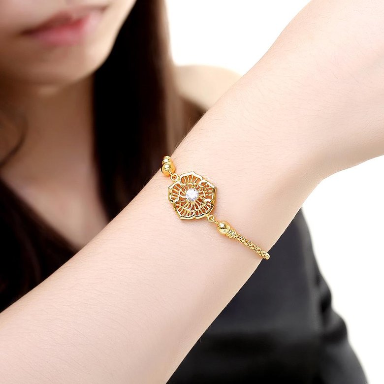 Wholesale Classic 24K Gold Heart CZ Bracelet TGGPB158 2