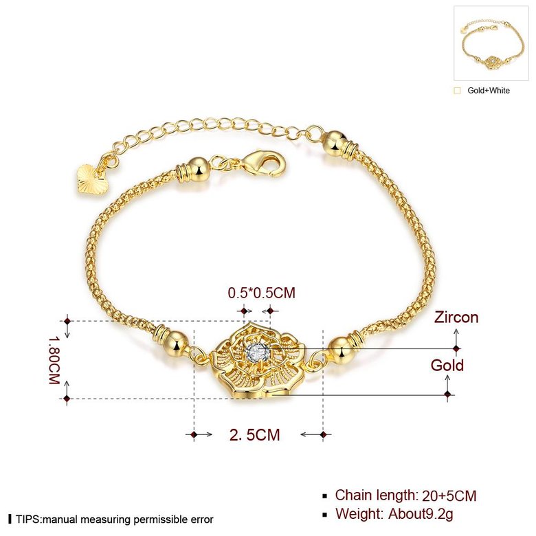 Wholesale Classic 24K Gold Heart CZ Bracelet TGGPB158 3