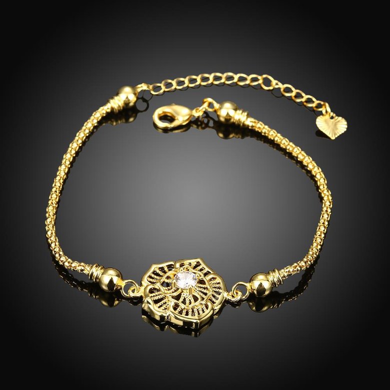 Wholesale Classic 24K Gold Heart CZ Bracelet TGGPB158 4