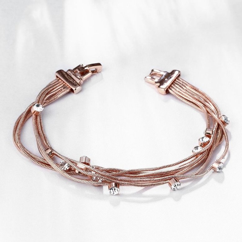 Wholesale Romantic Rose Gold Geometric Rhinestone Bracelet TGGPB168 2