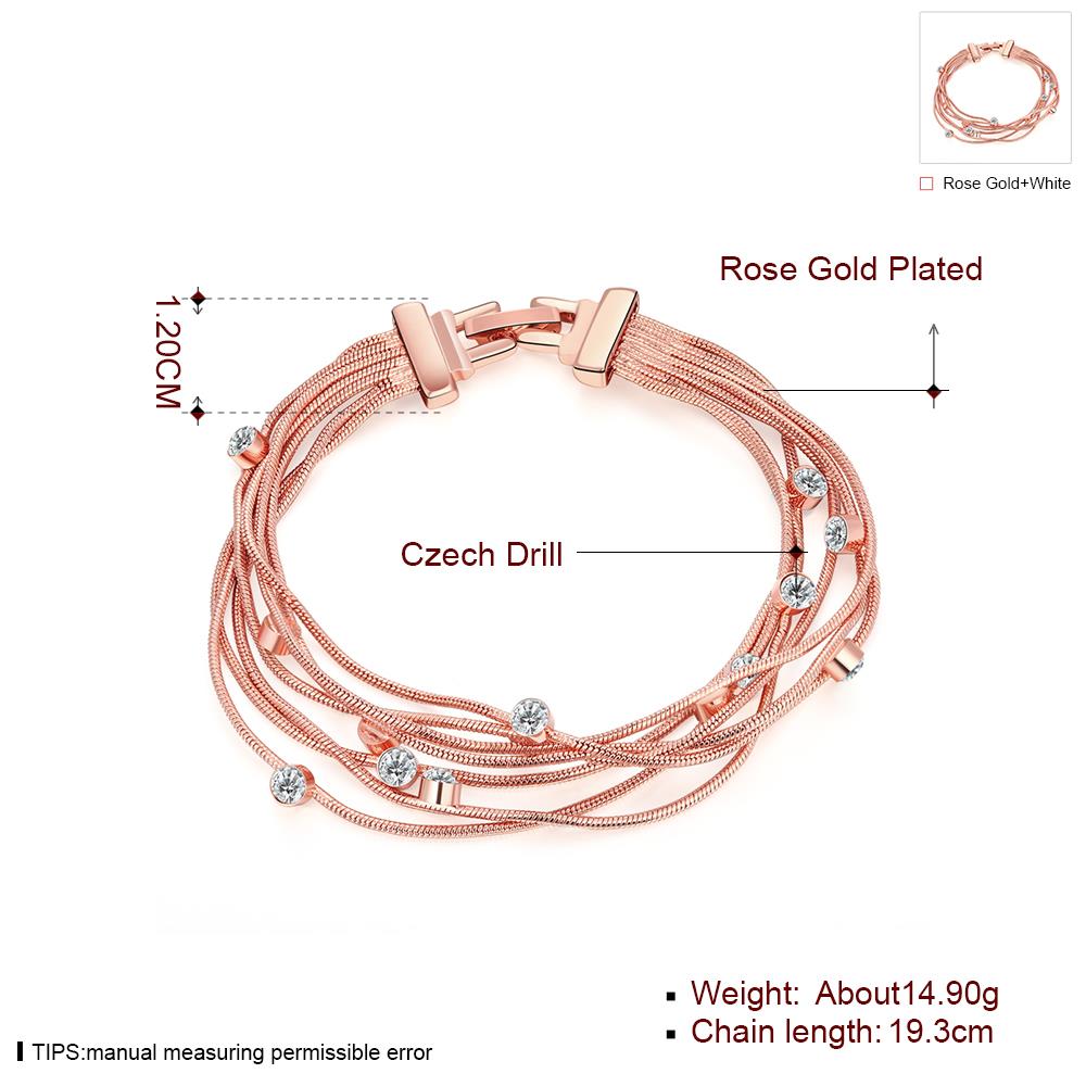 Wholesale Romantic Rose Gold Geometric Rhinestone Bracelet TGGPB168 3