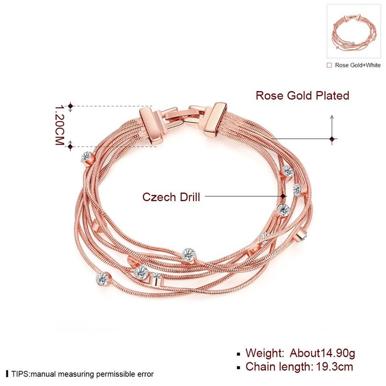 Wholesale Romantic Rose Gold Geometric Rhinestone Bracelet TGGPB168 3