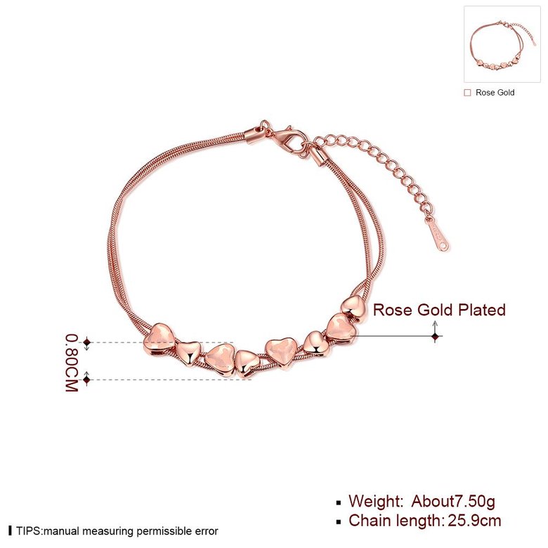 Wholesale Romantic 18K Gold Heart Bracelet TGGPB169 1