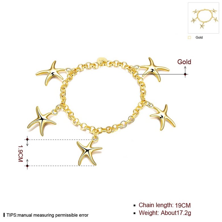 Wholesale Romantic 24K Gold Star Bracelet TGGPB171 0