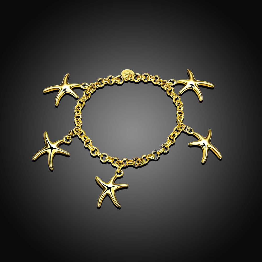 Wholesale Romantic 24K Gold Star Bracelet TGGPB171 1