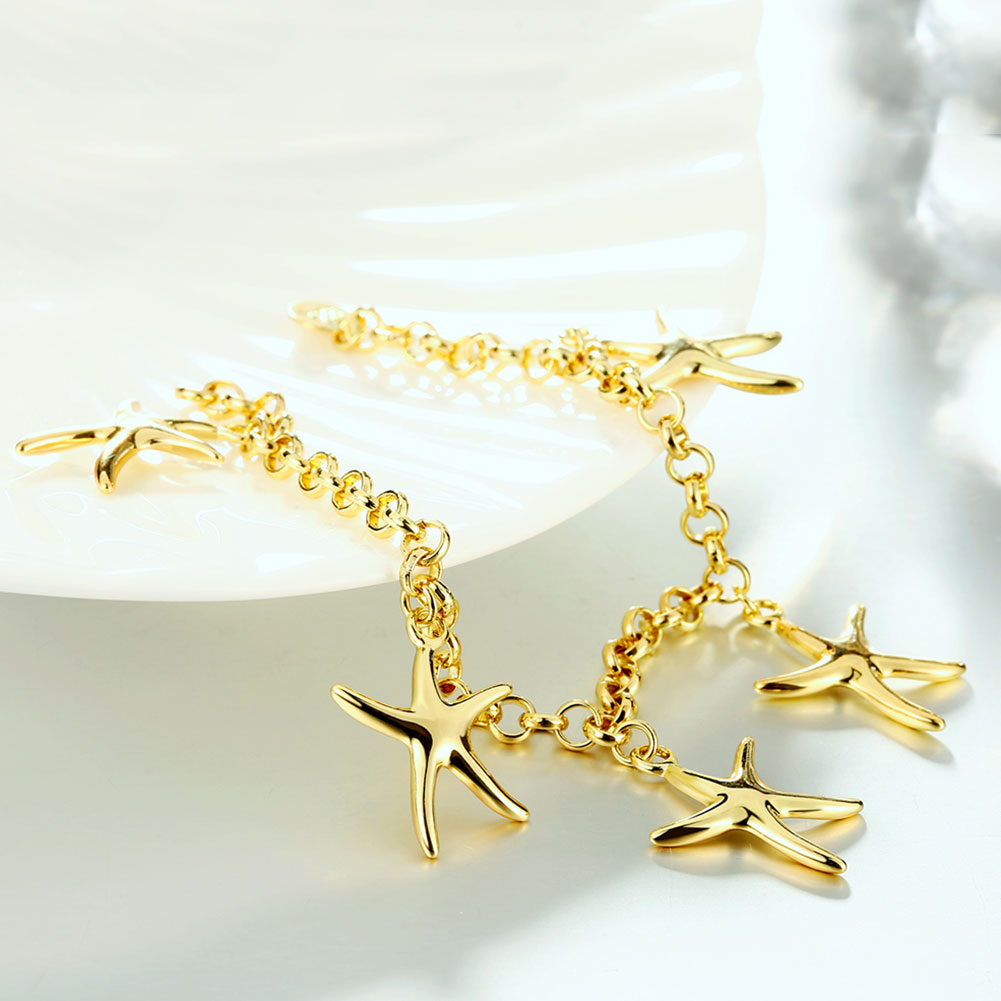 Wholesale Romantic 24K Gold Star Bracelet TGGPB171 3