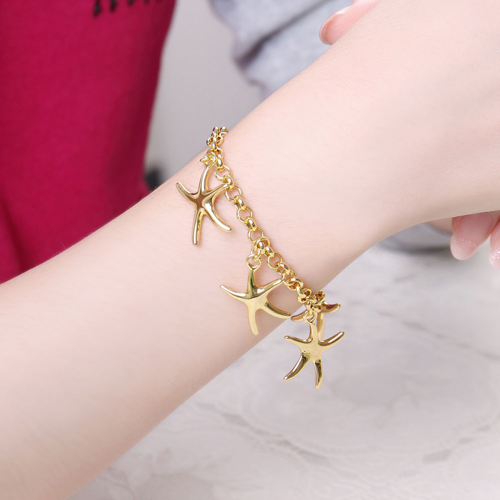 Wholesale Romantic 24K Gold Star Bracelet TGGPB171 4