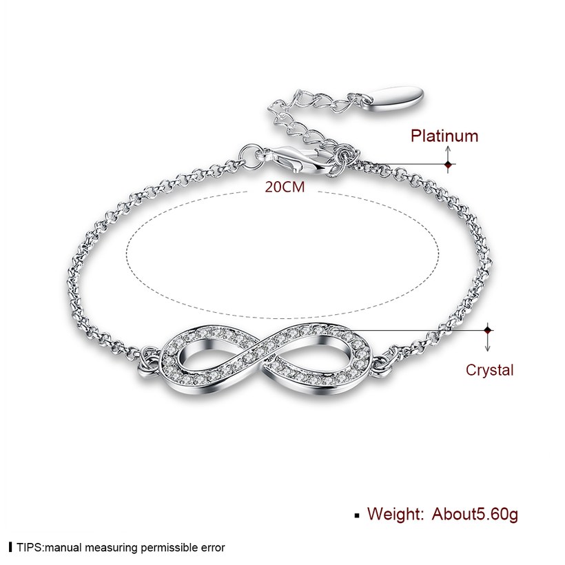 Wholesale Trendy Imitation Rhodium Geometric White Crystal Bracelet TGGPB172 0