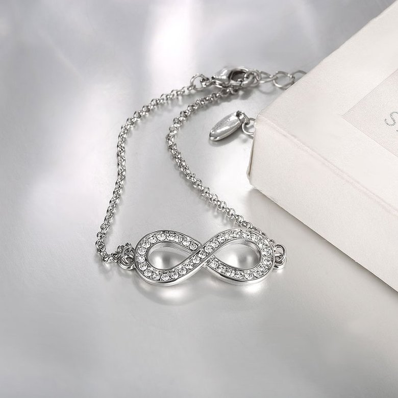 Wholesale Trendy Imitation Rhodium Geometric White Crystal Bracelet TGGPB172 2